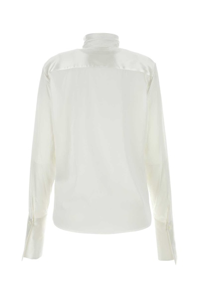 White Stretch Satin Shirt