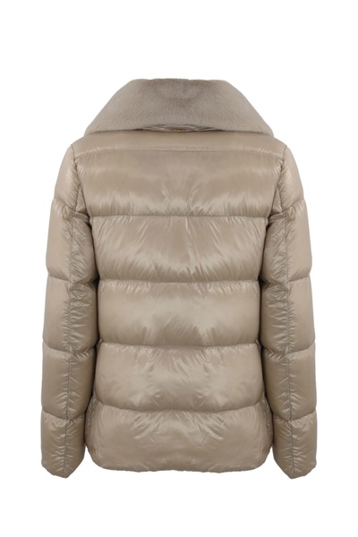 Quilted Down Jacket With Faux Fur