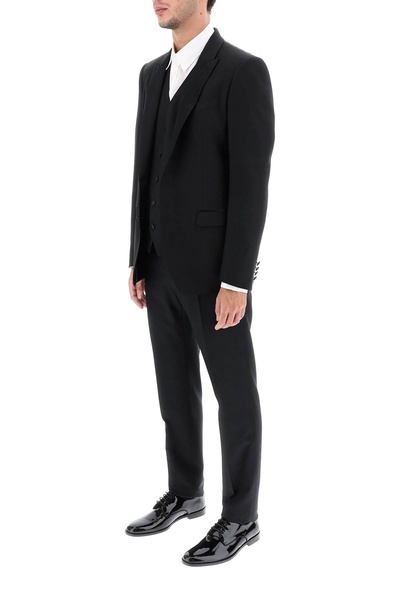 Three-piece wool and silk-blend tuxedo