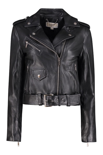 Cropped leather Moto jacket