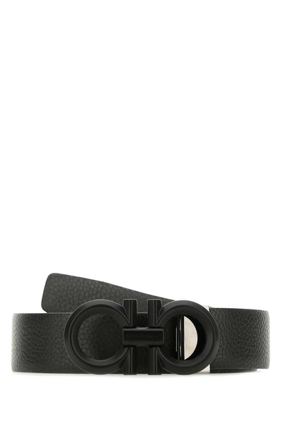 Men's Reversible Textured Leather Belt with Beveled Gancini Buckle