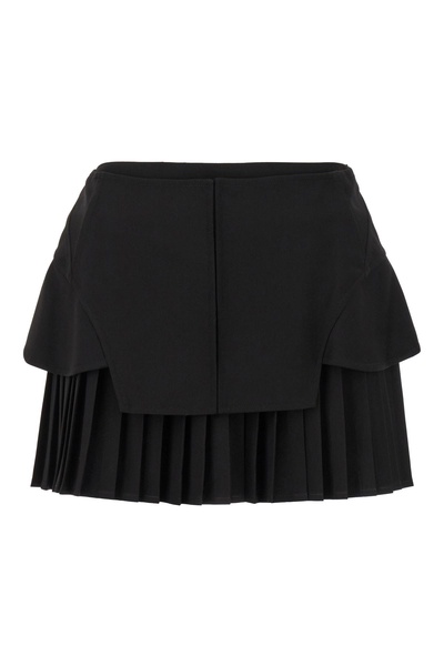 Black Stretch Polyester Blend Mini Skirt