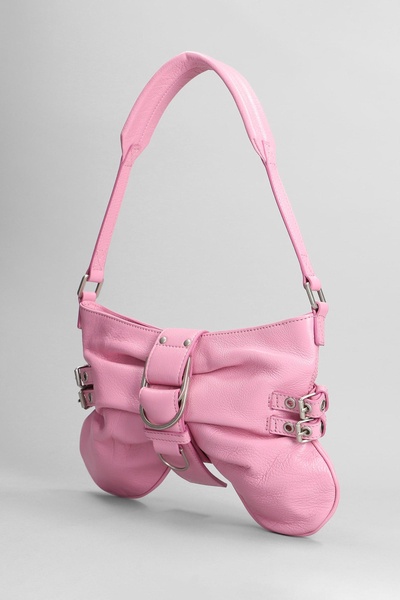 Hand Bag In Rose-pink Leather