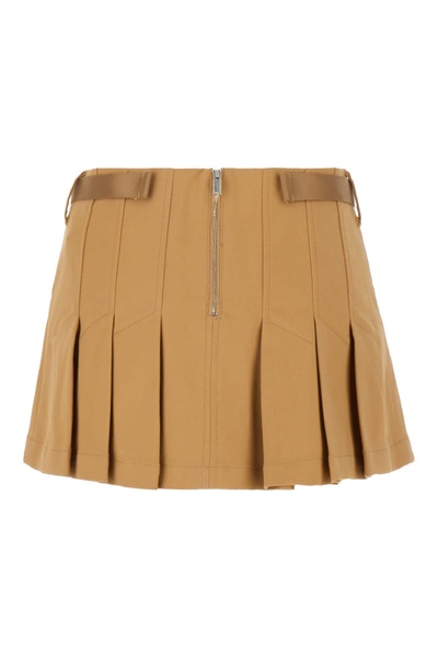 Beige Stretch Cotton Mini Skirt