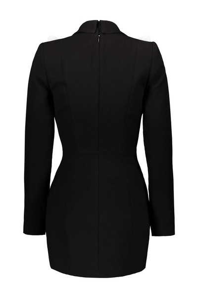 contrasting-lapels long-sleeve mini dress