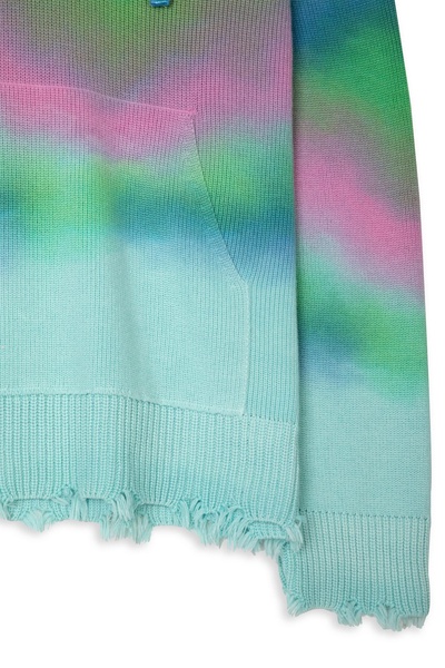 Cappuccio Multicolor Print Multicolor Tie-dye Cotton Hooded Sweater Laneus