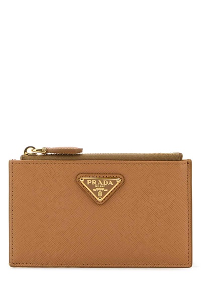 Prada Woman Sand Leather Card Holder