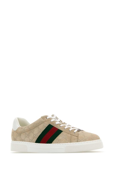 Gucci Man Beige Suede Gucci Ace Sneakers