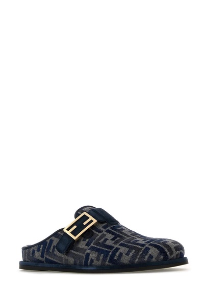 Fendi Woman Embroidered Denim Feel Slippers