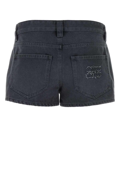 Miu Miu Woman Dark Grey Drill Shorts