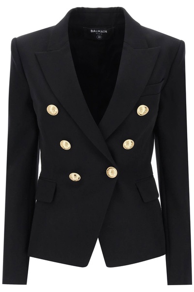 Double Breast Blazer Jacket With Logo Buttons Jackets Black