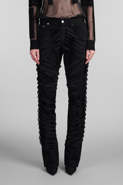 Ribbon Worker Jeans In Black Cotton