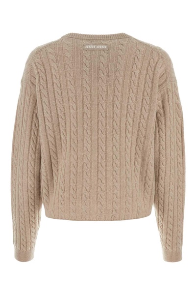 Miu Miu Woman Sand Cashmere Sweater