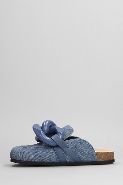 Chain Loafer Slipper-mule In Blue Denim