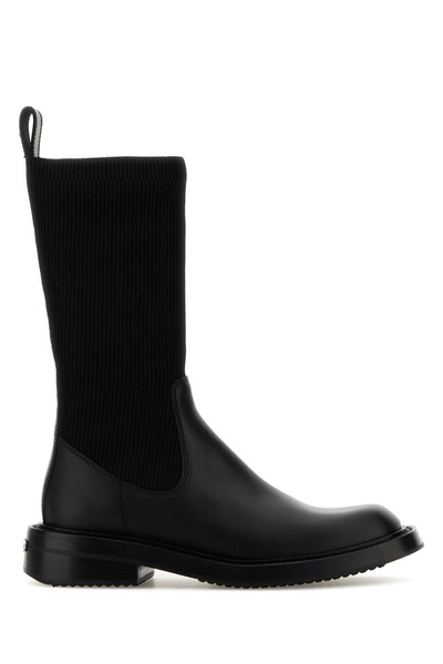 Black Leather And Stretch Nylon Detroit Ankle Boots