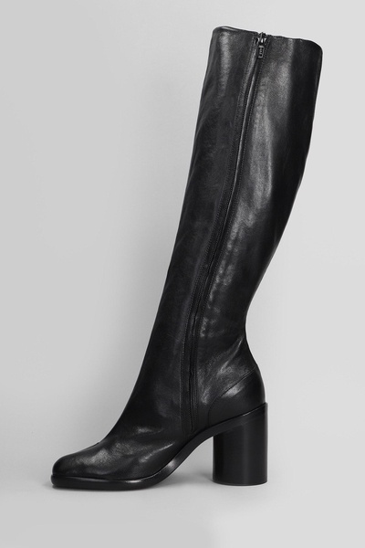 Tabi High Heels Boots In Black Leather