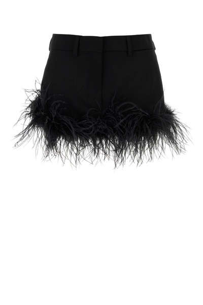 Miu Miu Woman Black Stretch Wool Mini Skirt