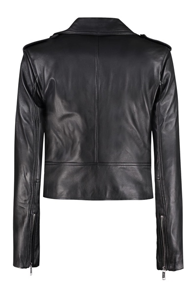 Cropped leather Moto jacket