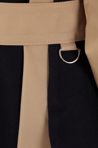 Sacai Melton Double-Breasted Belted Gabardine Trench Coat