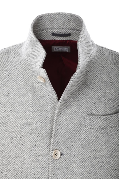 Brunello Cucinelli Herringbone Button-Up Jacket