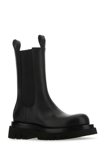 Bottega Veneta Woman Black Leather Lug Boots