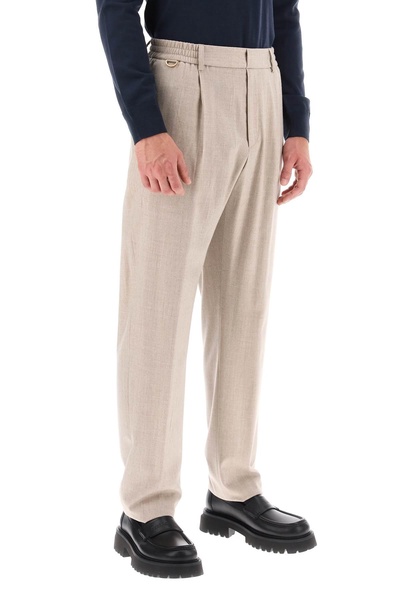 Single Pleat Wool Silk Trousers