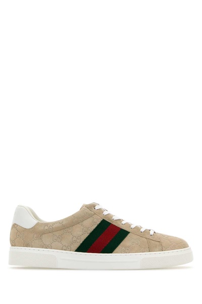 Gucci Man Beige Suede Gucci Ace Sneakers