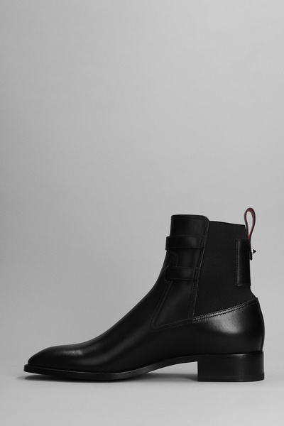 Sahni Horse Flat Ankle Boots In Black Leather