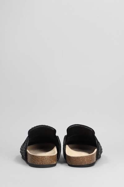 Loafer Crystal Slipper-mule In Black Suede