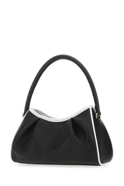 Two-tone Leather Dimple Moon Shoulder Bag