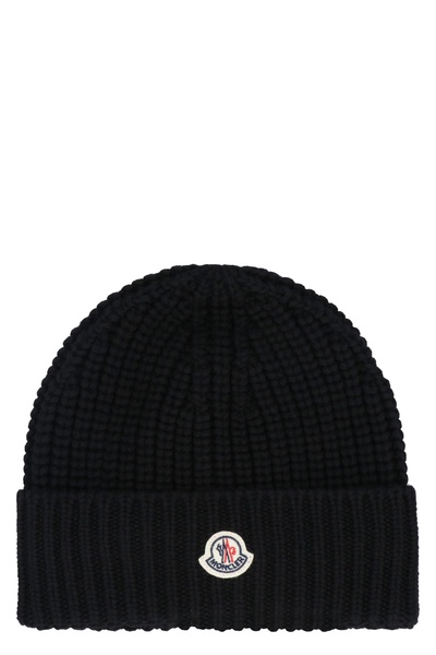 Moncler Logo Patch Cable Knit Beanie