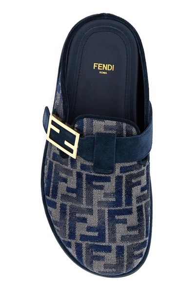 Fendi Woman Embroidered Denim Feel Slippers