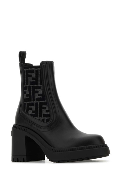 Black Leather Domino Ankle Boots