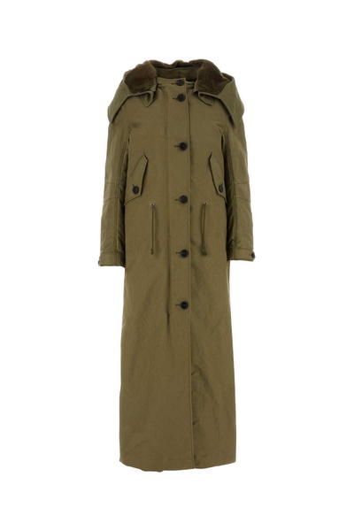 Military Green Long Parka with Removable Hood