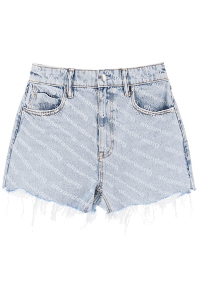 Alexander Wang Logo Printed Denim Shorts