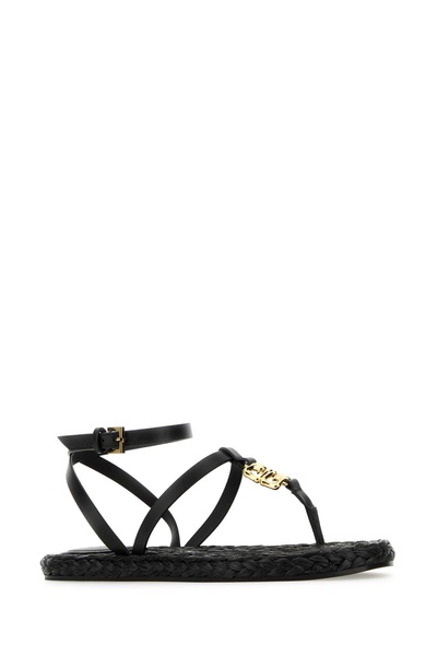 Givenchy Woman Black Leather 4G Liquid Sandals