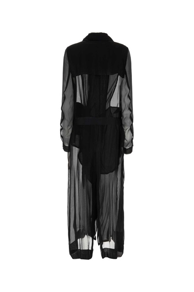 Ann Demeulemeester Woman Black Crepe Georgine Trench Coat