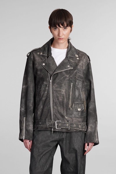 Kay Biker Jacket In Grey Cotton