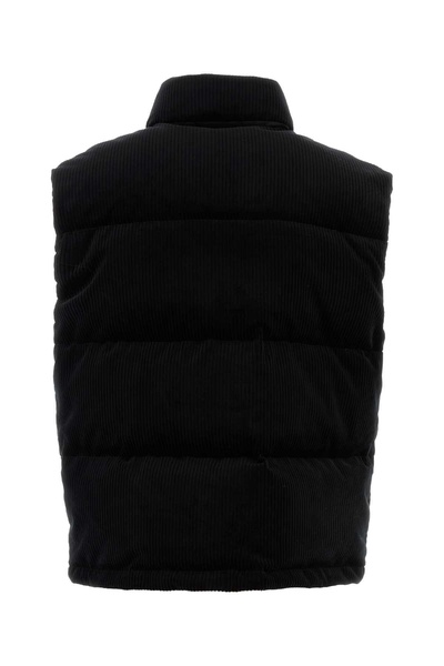 Black Corduroy Sleeveless Down Jacket