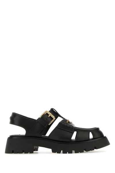 Black Leather Carter Sandals