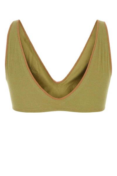 Green Stretch Cotton Bra