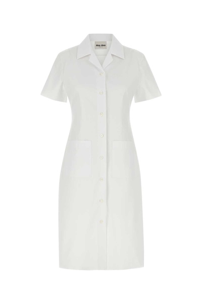 Miu Miu Woman White Poplin Shirt Dress