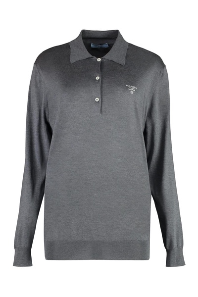 Prada Long Sleeve Knit Polo Shirt