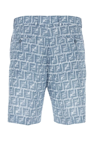 Fendi Man Printed Linen Bermuda Shorts