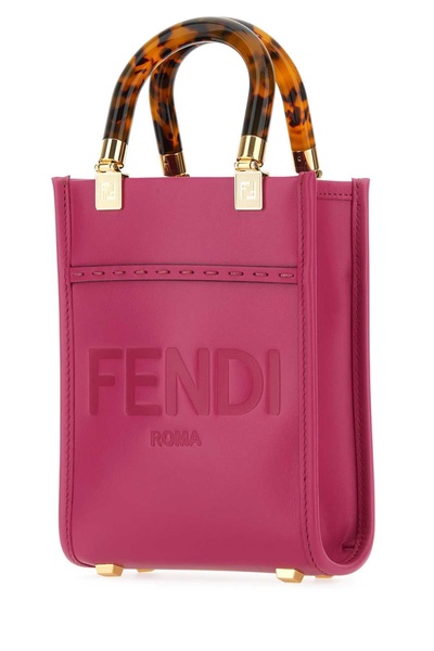 Fendi Woman Fuchsia Leather Mini Sunshine Handbag