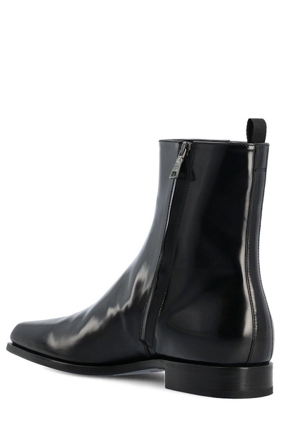 Prada Men Brushed Leather Chelsea Boots