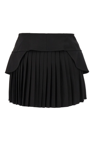 Black Stretch Polyester Blend Mini Skirt