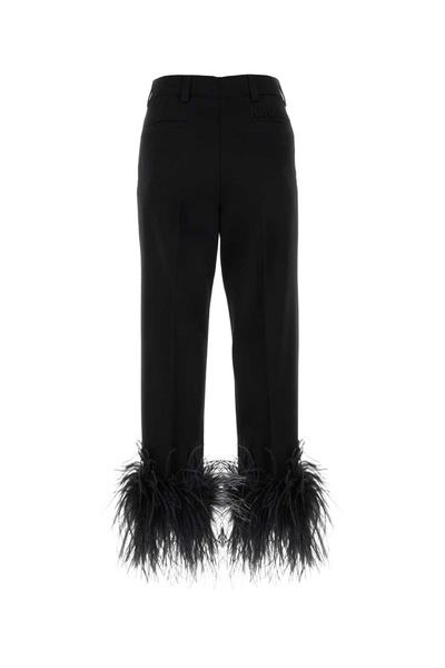 Miu Miu Woman Black Stretch Grain De Poudre Pant