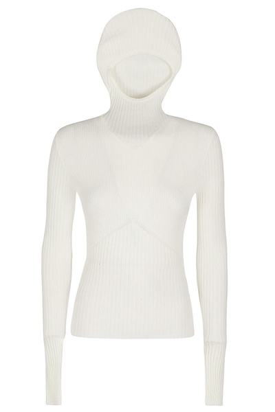 Ribbed Knit Hoodie Top