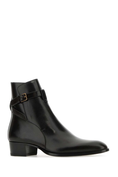 Black Leather Chelsea Wyatt Ankle Boots